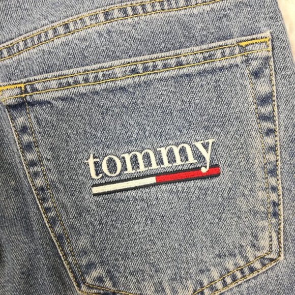Vintage Tommy Hilfiger Womens Jeans Straight Leg Denim Flag Spellout‎ Logo 30 - Picture 10 of 12